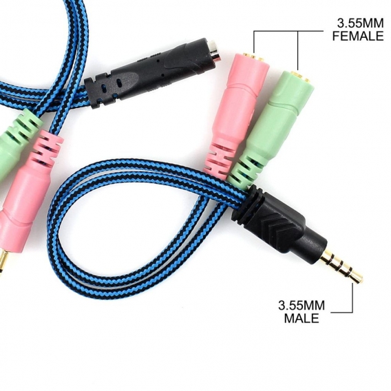 3,5 mm Klinke-Kabel-Adapter-Kit, Mutual Convertors für PC-Headset und Smartphone, Kopfhörer Tablet, mit Kopfhörer/Mikrofon-Funkt
