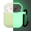 kwmobile Hülle kompatibel mit Apple Airpods 1 & 2 Kopfhörer - Silikon Schutzhülle Case Cover - leuchtet im Dunkeln - Pastellgelb