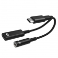 USB-Typ-C-Headset-Adapter, PD 3.0-Schnellladung, Kopfhöreranschluss-Ladekabel für Typ-C-Anschlüsse Farbe Schwarz