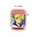 Süß Sailor Moon Hülle für Apple Airpods 1/2 Hülle Silikon Soft Back Cover Geschenk Rosa 02