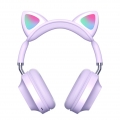 Cat Ear Bluetooth 5.0 Kopfhörer Weiche Ohrpolster RGB-Licht Einstellbar Over-Ear-Headset Gaming-Headset für Smartphones PC Table