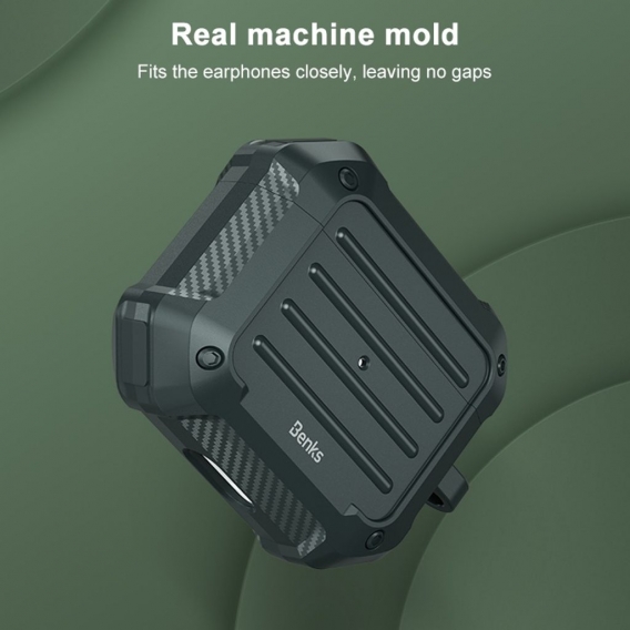 Benks Shockproof Apple Airpods Pro Cover Grau Schutzhülle Tasche Case Etui Halter