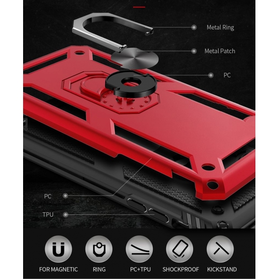 LaimTop iPhone SE 2020 Hülle, Hybrid Robuste Rüstung Drehbarer Ring Halter Ständer Dual Layer Hard PC + TPU Stoßfest Schutzhülle