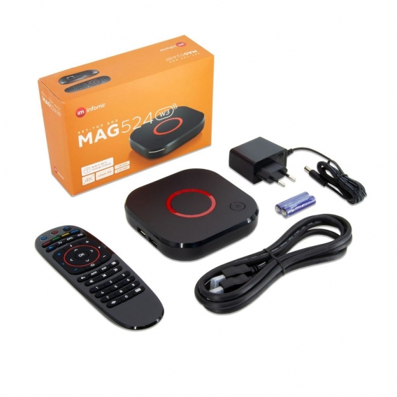 MAG 524w3 4K UHD Linux IP-Receiver (HEVC H.265, LAN, HDMI, Dual-WiFi, Dolby Digital, IP Mediaplayer)