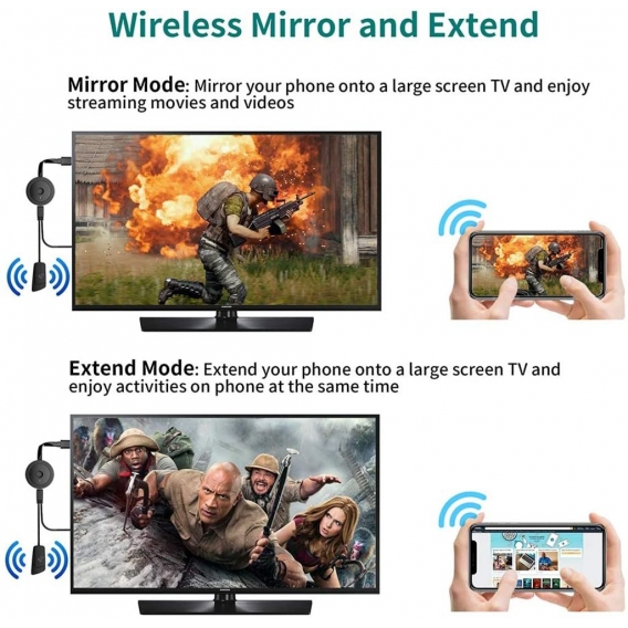 Wireless HDMI 4K HDR WiFi HDMI Dongle Streaming für Android/iOS/Windows/Mac OS-Laptop, Telefon, Tablet, PC zu HDTV/Monitor(Unter