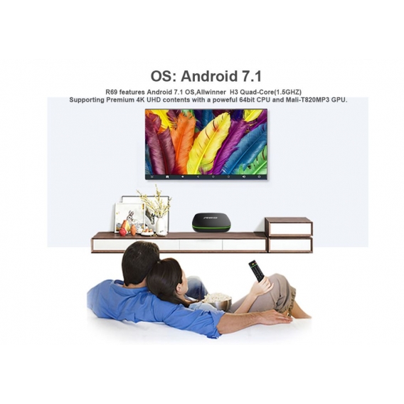 2021 R69 TV-Box Android 7.1 Allwinner H3 Quad-Core 2G 16G 2,4 GHz WiFi 1080P HD Home Smart Media Player Set-Top-Box