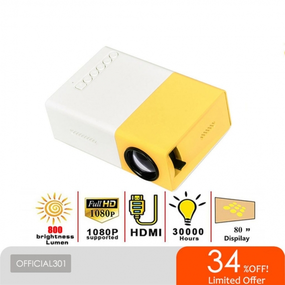 YG300 Mini-Projektor Smart Led Tragbarer Heimprojektor 1080p HD-Projektor für Kinder Gelb