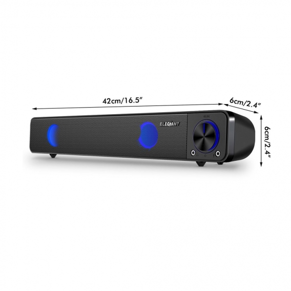 ELEGIANT Computer Lautsprecher mini Soundbar Subwoofer USB Wired LED Musikbox