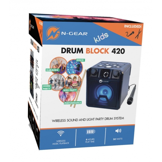 N-GEAR Spiel-Schlagzeug »N-Gear BLOCK420 Elektronisches Spielzeug Schlagzeug mit Bluetooth Lautsprecher & Karaoke Mikrofon«