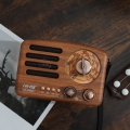 Holz Mini Radio Klein, Retro Radio mit bluetooth Lautsprecher, tragbares FM UKW Radio, Wiederaufladbares Radio, Basslautsprecher