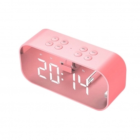 More about Tragbarer Spiegelbildschirm LED Wecker Bluetooth-Lautsprecher Drahtloser MP3-Player-Rosa