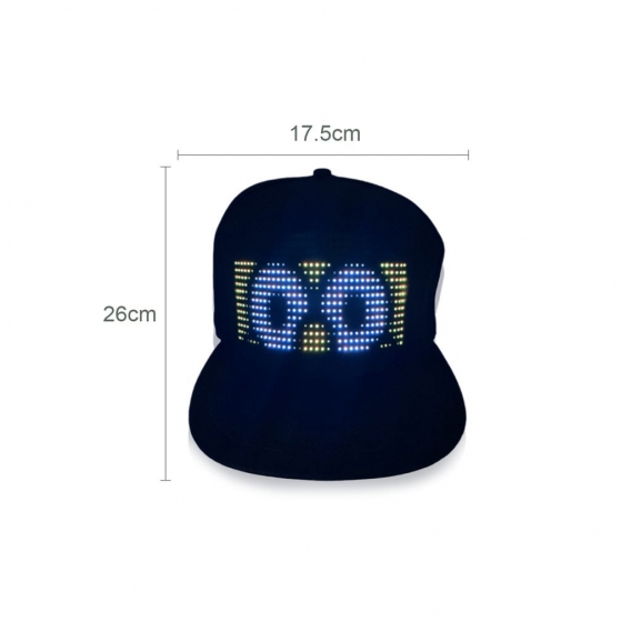 LED Huete LED Display Message Caps LED Leuchten anpassbare BT Hat DIY Nachrichten 22 Animationen 20 Bilder Musikmodus Baseball C