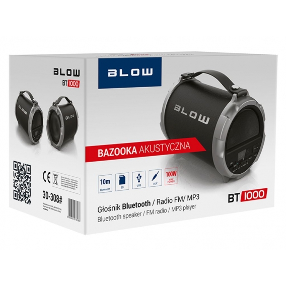 Blow Bt1000 Bazooka acustica - Tragbarer Lautsprecher, Subwoofer, mp3, FM, Bluetooth