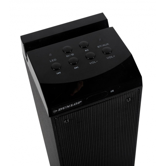 Dunlop Bluetooth Lautsprecher - Musikbox - 10W - Kabellos - mit Fernbedienung - LED-Lichtshow - FM-Funktion - Schwarz