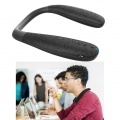 Tragbare 3D Stereo Sound Neckband Wearable Bluetooth Lautsprecher für Musik TV Anrufe, Leichte Farbe Schwarz