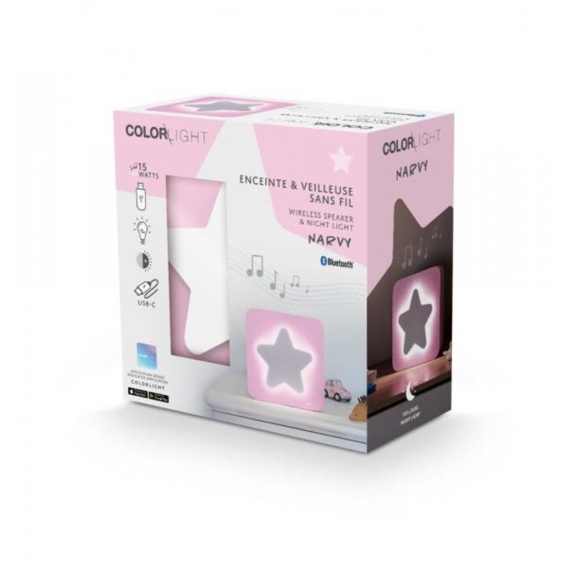 Bigben Bluetooth portabler Lautsprecher COLORLIGHT Narvy Stern LED pink AU385427