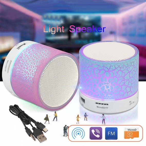A9 Mini Crack LED-Licht Bluetooth-Lautsprecher U Disk TF-Karte Subwoofer Music Player-Rosa