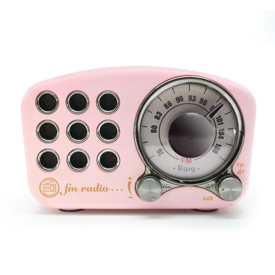 Mini Retro Design Bluetooth-Lautsprecher und FM-Radio R919-B Pink
