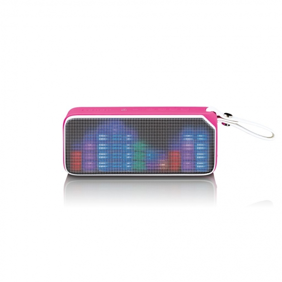 Lenco BT-191PK - Spritzwasserdichter Bluetooth Lautsprecher mit Partylichtern - Pink