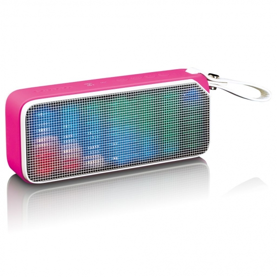 Lenco BT-191PK - Spritzwasserdichter Bluetooth Lautsprecher mit Partylichtern - Pink