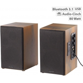 More about auvisio MSS-90.usb Lautsprecher Holz Gehäuse Aktiver Stereo-Regallautsprecher Bluetooth Boxen Speaker HiFi Audio Anlage Sound Mu