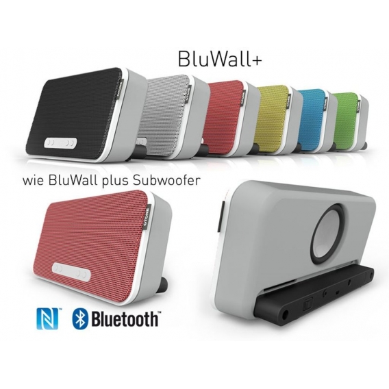 Otone BluWall+ Portabler Stereo Lautsprecher mit NFC, Bluetooth und Subwoofer in weiß