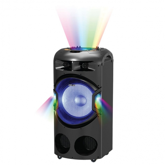 AKAI PA-Anlage mit kabellosem Karaoke-Mikrofon Bluetooth DJ-Mixer Equalizer Echo