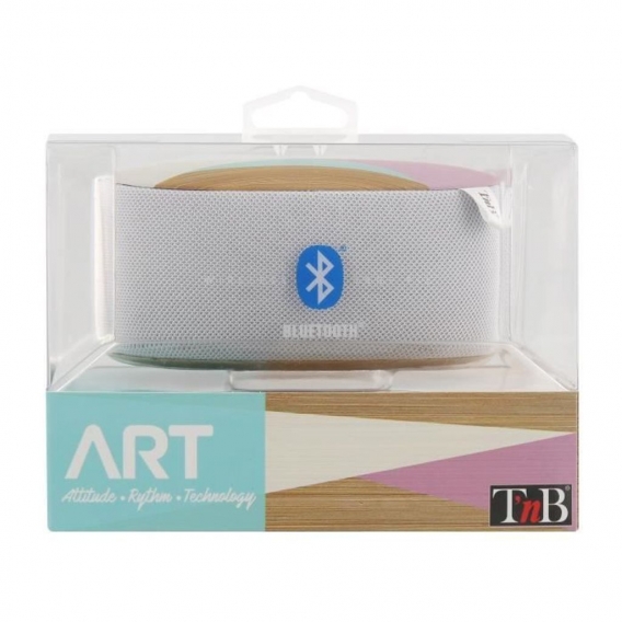 T'NB Art Scandi Nomad Bluetooth Lautsprecher - 5W - Weiß / Holz / Pink / Türkis